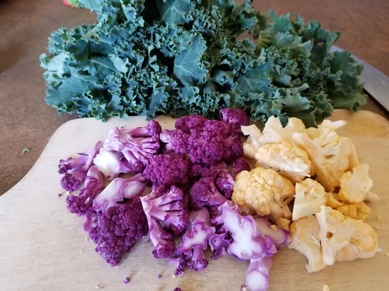 Purple and white cauliflower