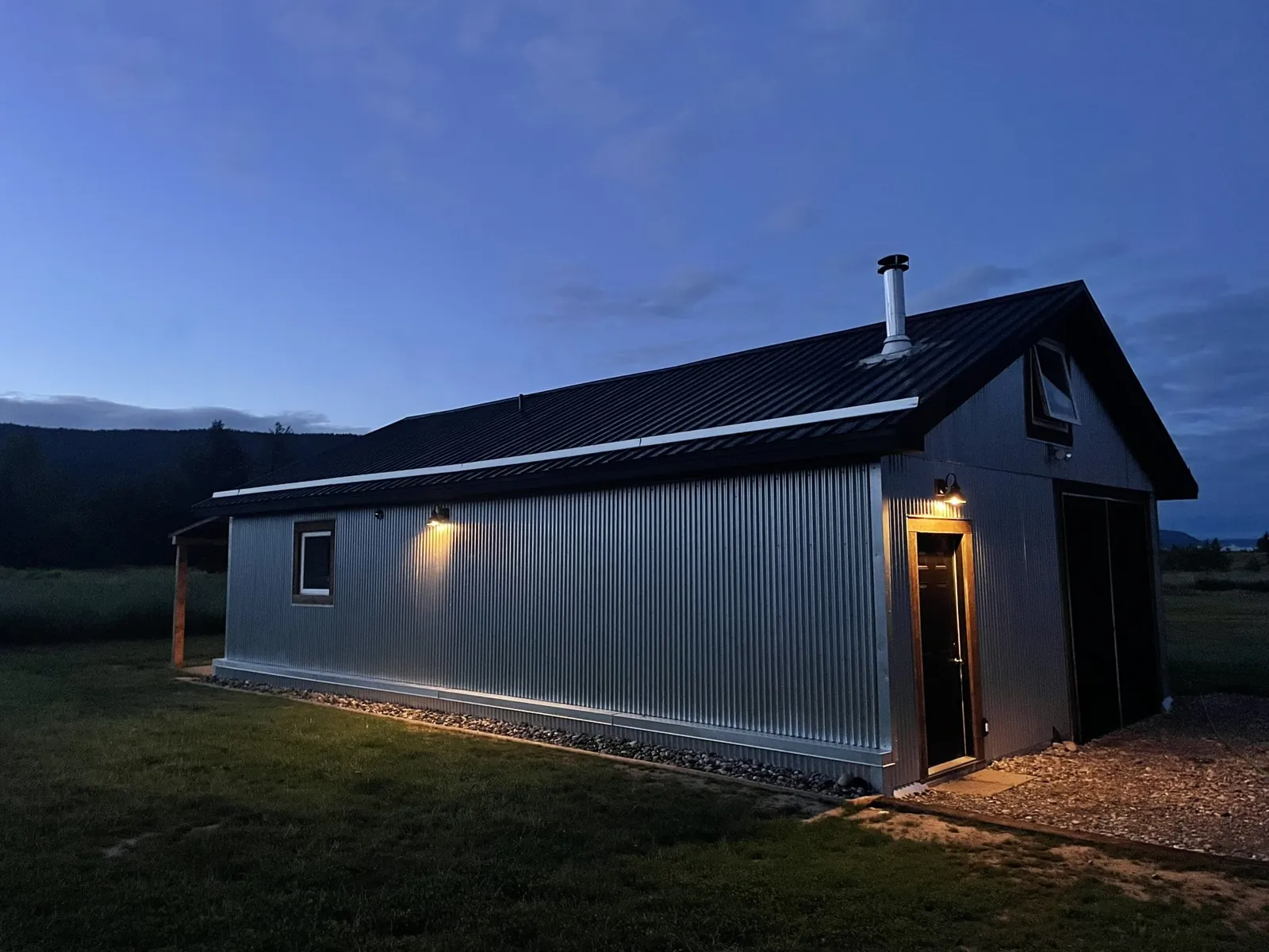 The shop and studio at dusk