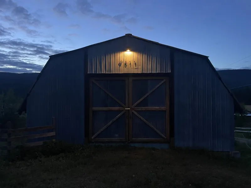 The barn at dusk