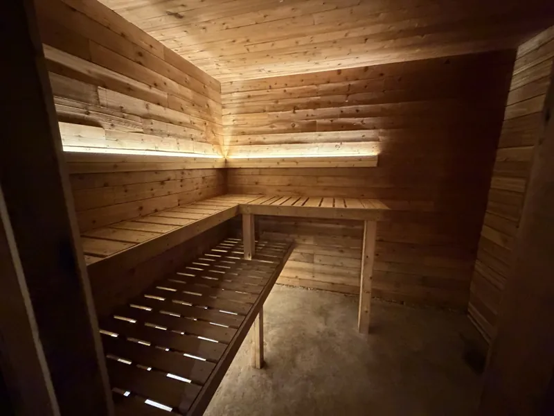 Cedar benches in the sauna
