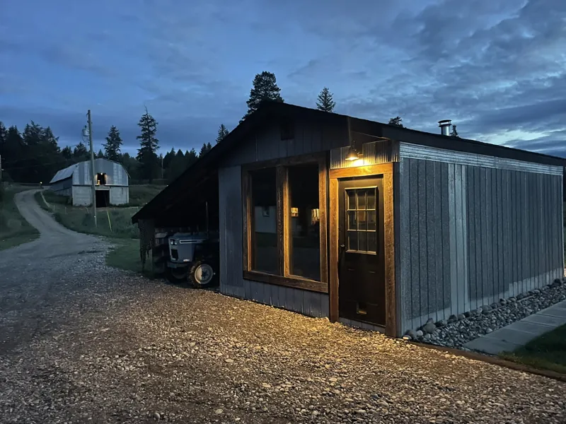 The garden shed at dusk